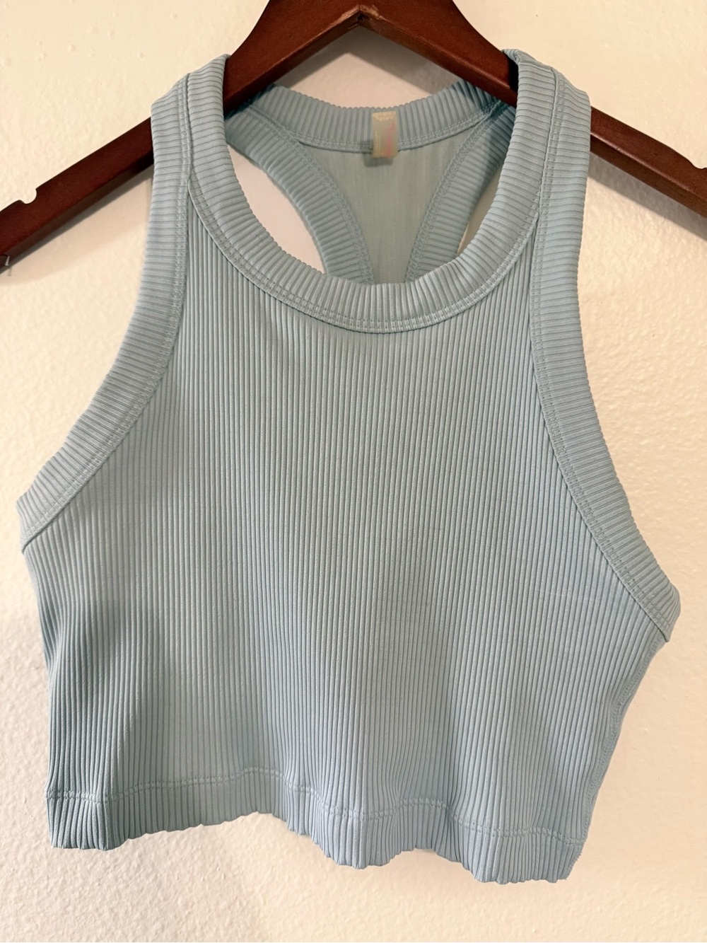 Free People Light Blue Ribbed Racerback Crop Tank (NWOT)